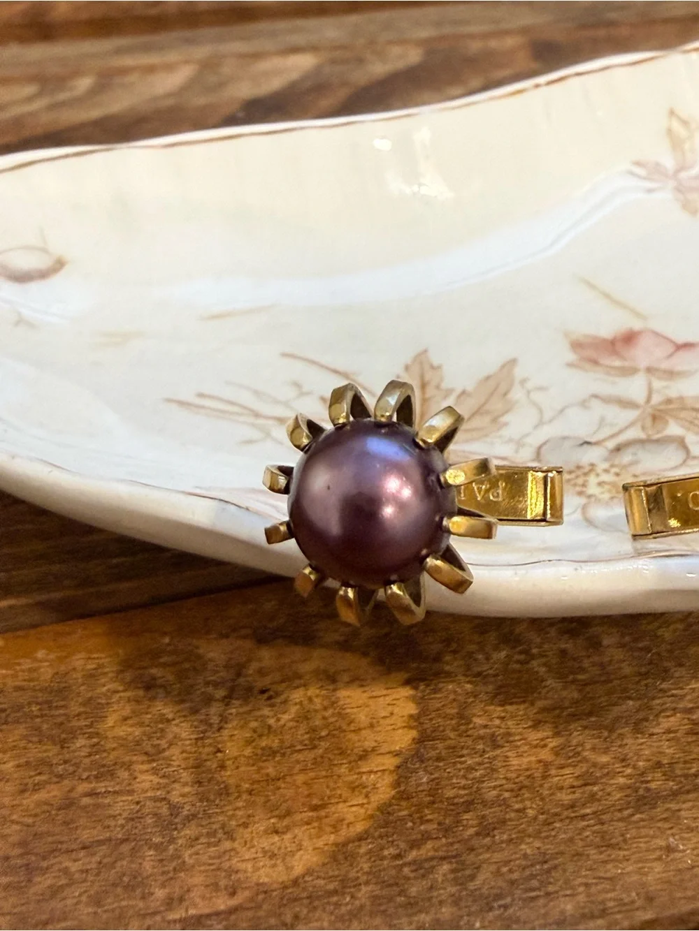 Vintage Purple Cabochon Gold-Tone Cufflinks